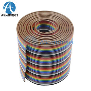 1M 3.3ft 40 Way 40 pin Flat Color Rainbow Ribbon IDC Cable Wire Rainbow Cable