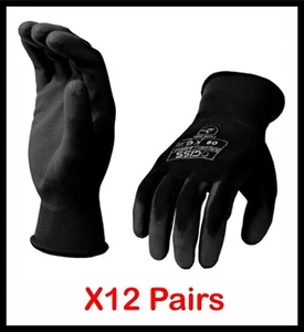 Ultra Thin Black PU Coated Work Gloves XL 12 Pairs, Warehouse Picking Gloves - Picture 1 of 2