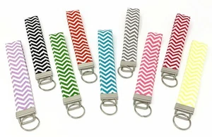 Multi Color Chevron print fabric Wristlet Key Fob key chain - Picture 1 of 18