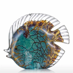 Colorful Spotted Tropical Fish Tooarts Glass Sculpture Home Decoration V7J4