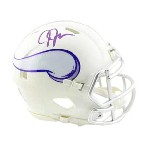 Mini casco de fútbol americano de velocidad firmado por Justin Jefferson Minnesota Vikings Alt 2024 (B - Imagen 1 de 3