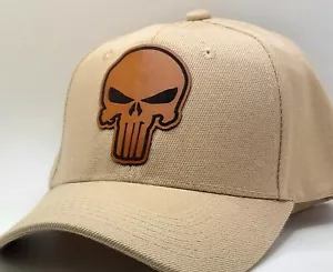 The Punisher Totenkopf Lasergravur Sechs Panel Struktur Baseball Cap - Khaki - Bild 1 von 3