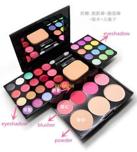 Women Pro Makeup Palette Eyeshadow PowderBlusher Lip Gloss With Mirror Brush - Picture 1 of 7