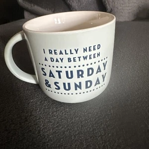 Threshold Stoneware Blue Mug “I Really Need a Day Between Saturday & Sunday" - Picture 1 of 4