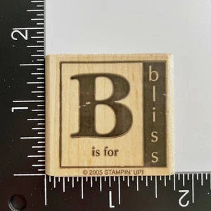 Stampin Up B Is For Bliss 2005 Wood Mounted Rubber Stamp - Foto 1 di 3