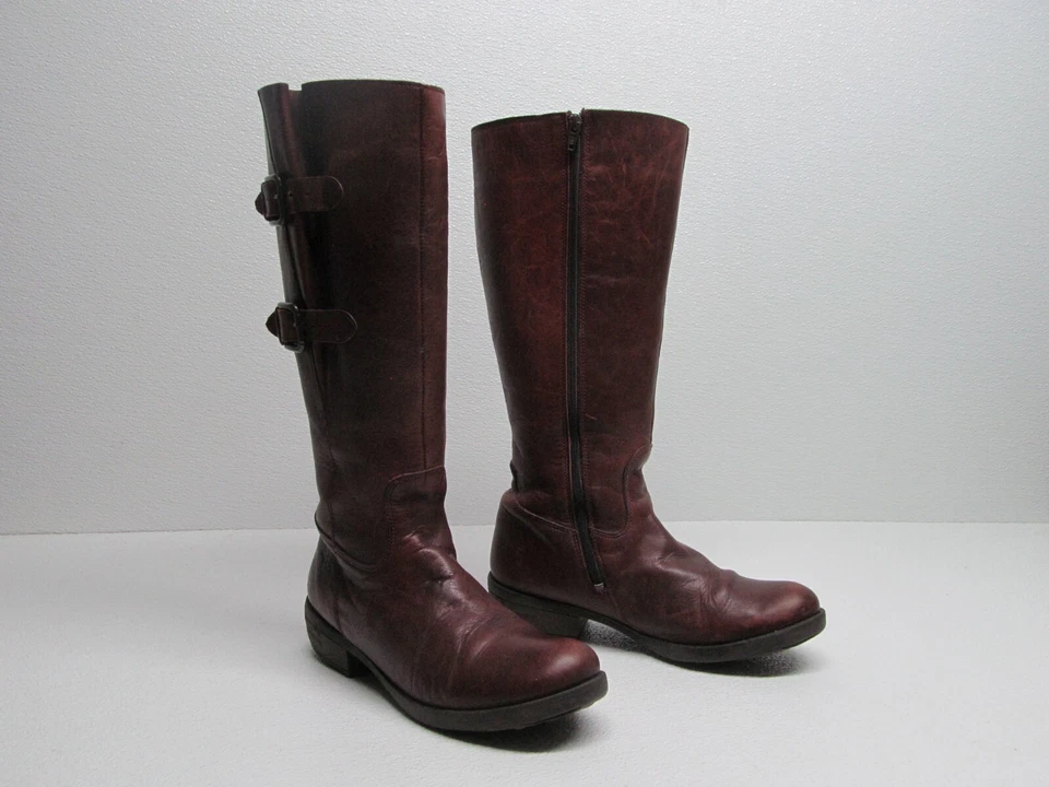 Bos & Co Women's King Burgundy Leather Buckle Lined Tall Boots Size 39/8.5M - Image 1 of 4