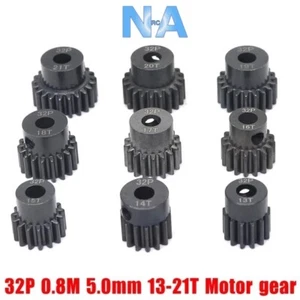 Hardened Pinion Gears 32P Pitch M0.8 5mm 5.0mm Car Motor 1:10 Slash Black Steel - Picture 1 of 10