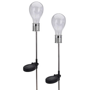 Solarleuchte 2er Set Glühbirnenform Solarlampe Gartenlampe Koopman - Bild 1 von 2
