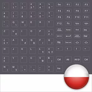 Polish Keyboard Stickers Keystick Grey Dark Grey Polish Poland - Picture 1 of 1