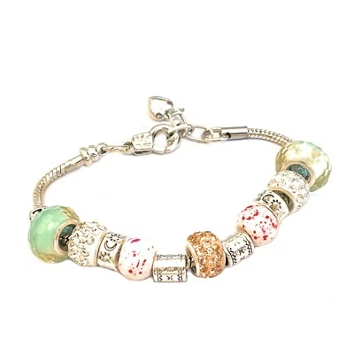 Bracciale con charms tipo pandora da donna braccialetto catena snake argento