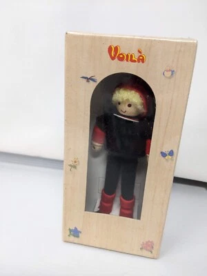 Boneca Voila madeira 5" posable skatista S8127 madeira vintage - Imagem 1 de 3