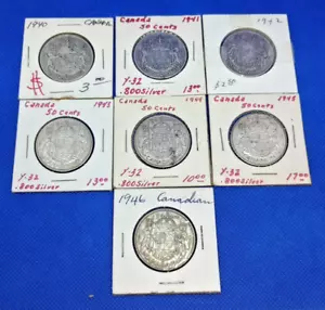 Sette mezzo dollaro canadesi anni consecutivi dal 1940 al 1946 (B35) - Foto 1 di 2