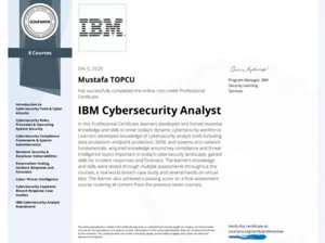 Aide IBM Cybersecurity Analyst Certificat Professionnel Coursera - Photo 1 sur 1