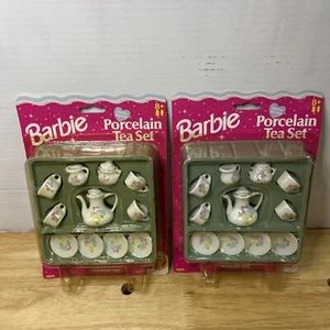 2 Barbie  “PORCELAIN TEA SET”  Service for Four 1998  TOOTSIETOY #10830  New - Picture 1 of 6
