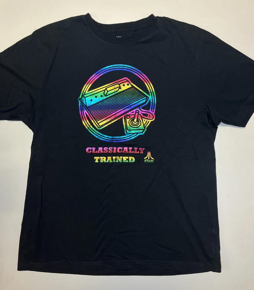 Camiseta preta console de videogame Atari anos 80 jogos retrô tamanho XXL 2XL - Imagem 1 de 4