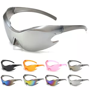 Wrap Around Fashion Sunglasses for Men Women Trendy Futuristic Shades Glasses - Picture 1 of 20