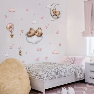 Baby Bear Sleeping on The Moon Cloud Wall Decals, Baby Nursey Wall Stickers, ... - Picture 1 of 7