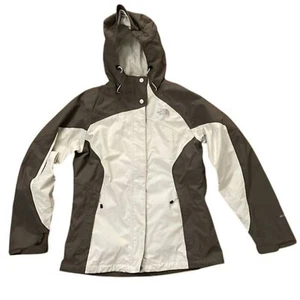 The North Face Cream and Brown HyVent Windbreaker Jacket Womens Size Medium Hood - Picture 1 of 13