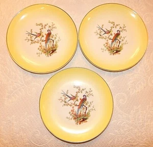 Rudolstadt Germany Hand Painted Decorative Plates With Birds Set of 3 Yellow - Picture 1 of 7