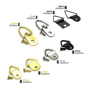 25/100pc Triangle D-ring Picture Photo Oil Painting Frame Wall Hook Hanger Screw - Picture 1 of 17