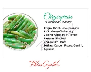 CHRYSOPRASE Crystal Information Card, Double sided #HC53 - Picture 1 of 2