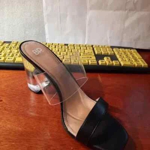 ¡NUEVO! Sandalias BP Naomi Block Transparente Correa y Tacón Deslizables Negras Tallas Varios - Imagen 1 de 5