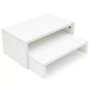 Paquete de 2 elevadores de soporte para monitor, madera de 2 niveles ajustables para 2 monitores/portátil/PC blanco - Imagen 1 de 5