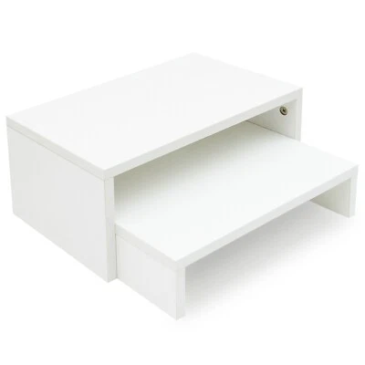 2 Pack Monitor Stand Riser,Wood 2 Tier Adjustable for 2 Monitors/Laptop/PC White - Image 1 of 4