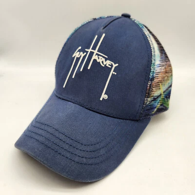 De colección Y2K Guy Harvey Marlin Swordfish AOP Trucker Sombrero Gorra Ajustable Azul Foto 1 de 4
