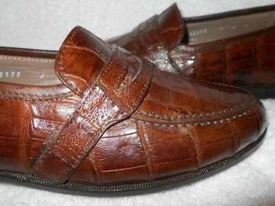 Mocasín Bruno Magli Para Hombres Marrón Genuino Caimán Puntera Dividida 6.5 Excelente Estado Foto 1 de 4