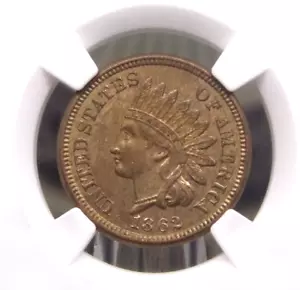 1862 Indian Head Cent Penny 1c NGC MS62 #005 Unc Uncirculated ECC&C, Inc. - Picture 1 of 5