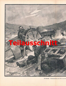 d101 2364 Willy Stöwer Schiff Todesnot Seenot Marinemaler Großbild 1899 !!