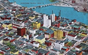 Cartolina Ohio Toledo vista aerea del centro inutilizzata anni '30-'40 inutilizzata - Foto 1 di 1