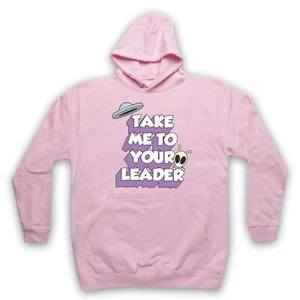 TAKE ME TO YOUR LEADER RETRO UFO SPACE ALIEN SCI FI ADULTS UNISEX HOODIE - Picture 1 of 11