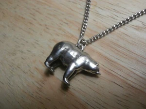 Ciondolo Collana Orso Polare Modernista Argento Sterling Design Vintage Rustico - Foto 1 di 6