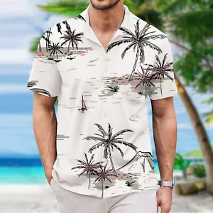 Hawaiian Shirt for Men Funky Casual Button Down Shortsleeve Beach Relaxed Fit - Picture 1 of 21