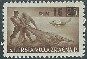 1949 TRIESTE B POSTA AEREA SOPRASTAMPATO 15 D SU 25 LIRE MH * - RC15-7 - Imagen 1 de 1