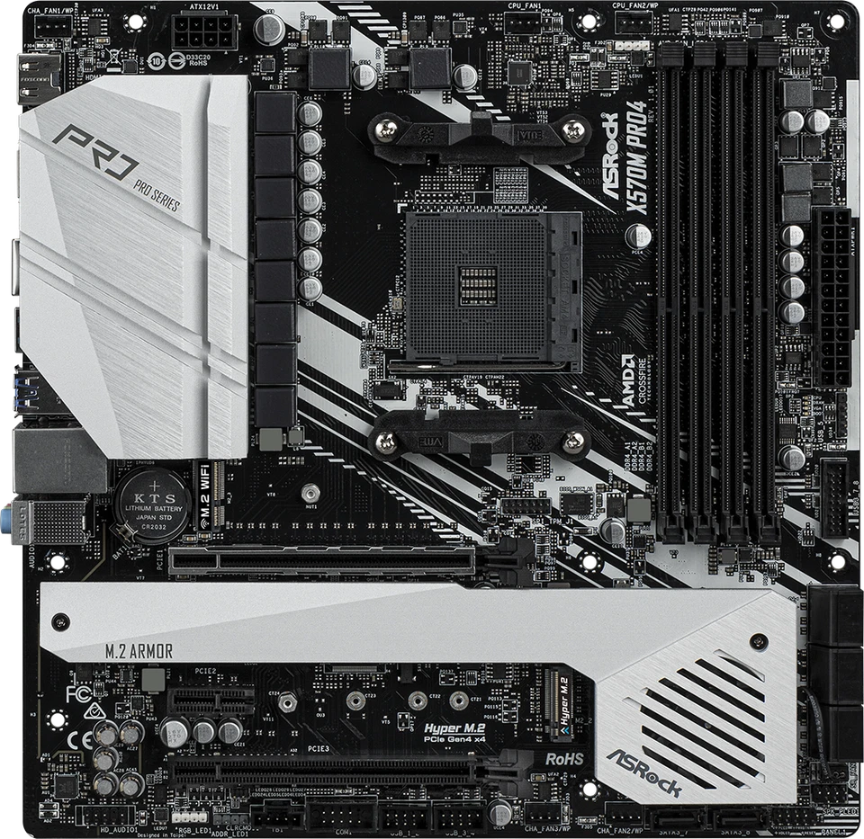 For ASROCK X570M Pro4 Motherboard AMD X570 DDR4 128G DP HDMI USB-C PCIe 4.0 mATX - Image 1 of 4