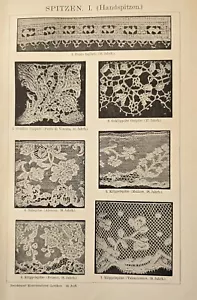 1897 Antica Stampa = PIZZI MERLETTI Tombolo Uncinetto = OLD PRINT# - Picture 1 of 2