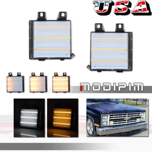 2x Clear Lens Dynamic Amber & White DRL Signal Lights For Chevy GMC Pickup Truck - Picture 1 of 11