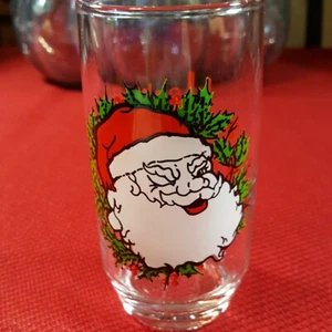 BABBO NATALE metà secolo ghirlanda di Buon Natale vetro 5" TUMBLERS - Foto 1 di 11