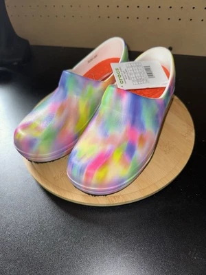 Crocs Shoes Womens 7 Work Neria Pro II Graphic Paint Brushed Blur Tie Dye Clogs - Image 1 of 4