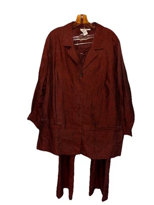 Traje Blazer Pantalón Vintage Bloomingdales Talla 22W Óxido Y Negro 100% Seda Foto 1 de 4