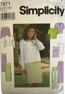 7971 SIMPLICITY Button Front JACKET Semi Fitted DRESS Top Pull On PANTS Sz 4 6 8 - Picture 1 of 2