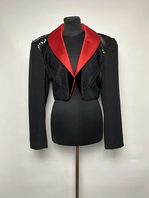 Chaqueta Blazer Recortada Vintage Para Mujer Saint Laurent Rive Gauche Lentejuelas Talla 40 Foto 1 de 4