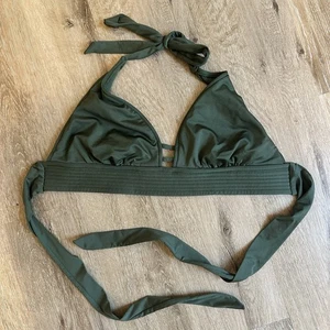 Kona Sol Womens Dark Olive Green Banded Padded Halter Swim Bikini Top Large - Picture 1 of 3