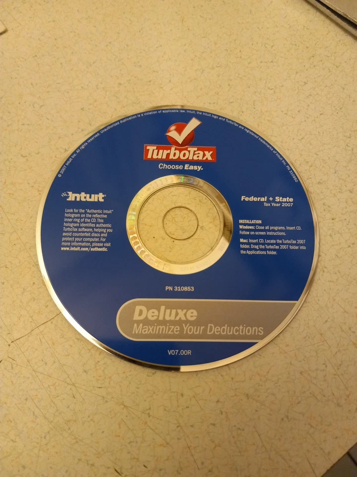 TurboTax Deluxe 2007 Software for Federal and State Tax Preparation, CD - Image 1 of 1