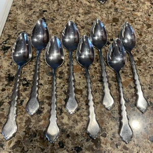 Oneida Community Stainless Cello Pattern Citrus Spoon Discontinued Lot of 8  - Picture 1 of 9
