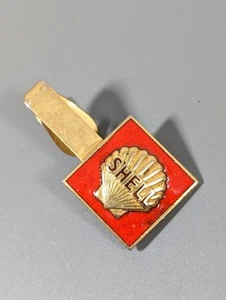 Vintage Shell Gasoline Red Enamel Gold Tone Tie Clip - Picture 1 of 6