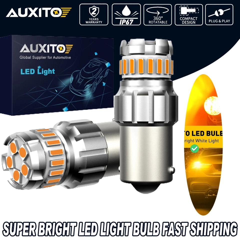 AUXITO Super 2X Brillante BA15S 1156 Giro 7506 Luz de Señal LED Ámbar Bombillas Amarillo Foto 1 de 4